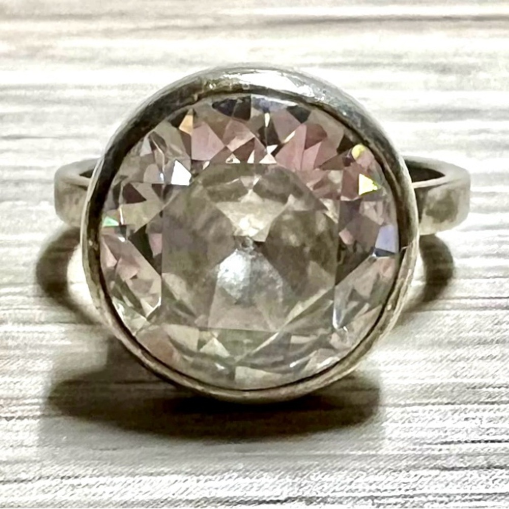 Designer Silpada Sterling Silver Cubic Zirconia Center Stack Ring, Size 5.75 - Picture 2 of 12